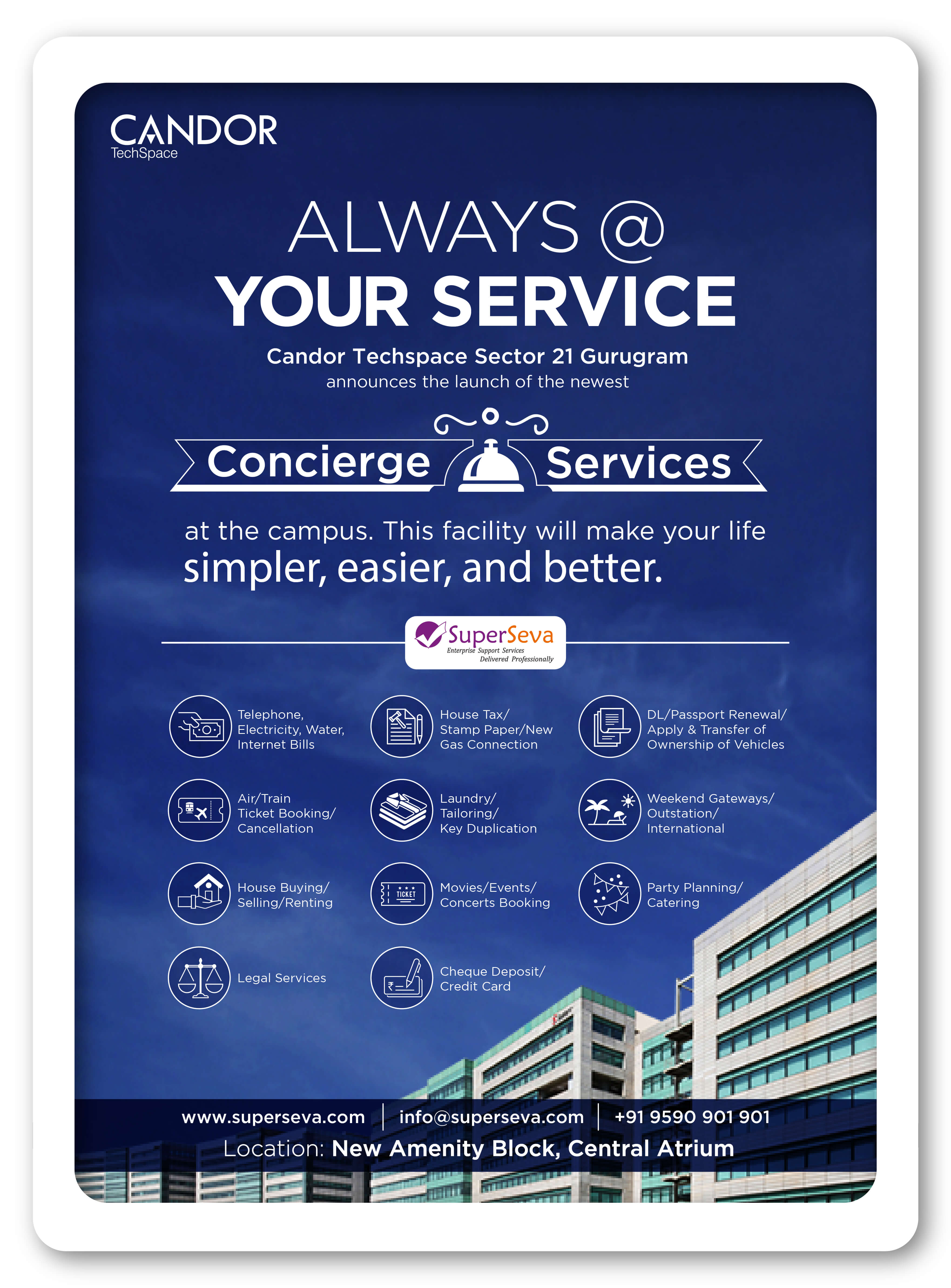 Concierge Services available at Candor TechSpace, Sector-21 Gurugram
