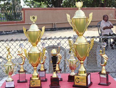 The trophies for the match