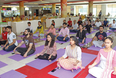Meditation in Candor TechSpace on International Yoga Day